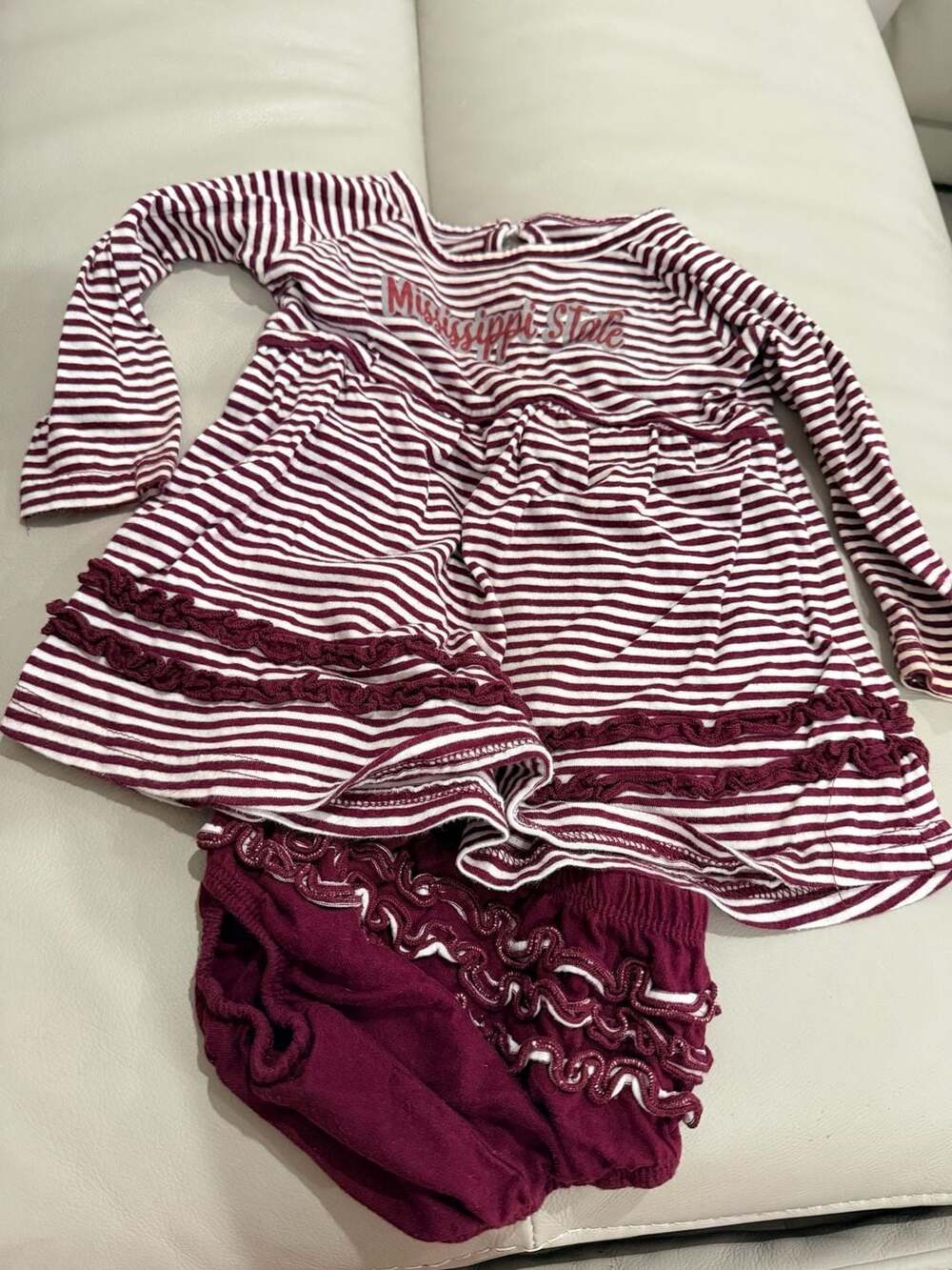 Colosseum Mississippi State Dress And Bloomer Set 6-12 Months Maroon White
